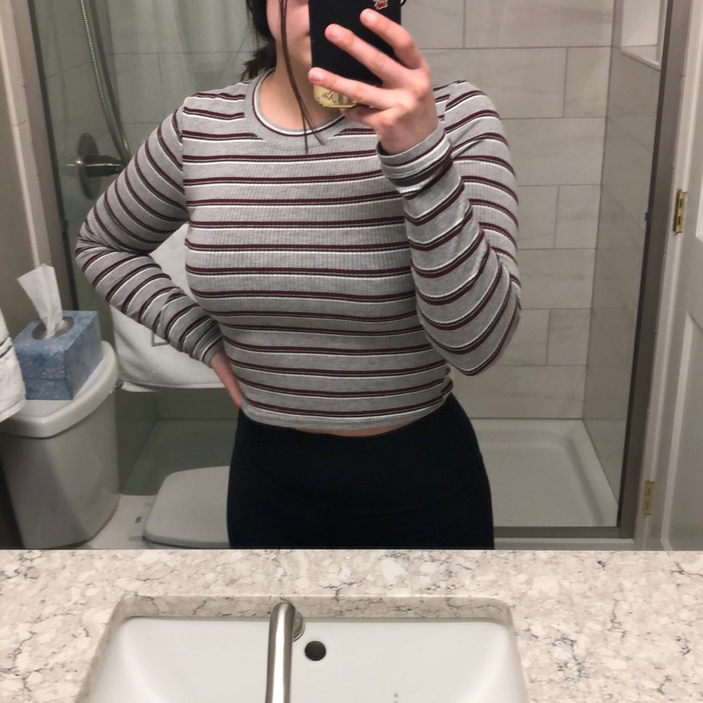 pacsun long sleeve striped crop top